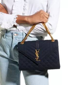 Сумка на плечо YSL среднего размера с плетеной цепочкой Saint Laurent
