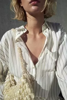 Сумка на плечо ZARA, экрю