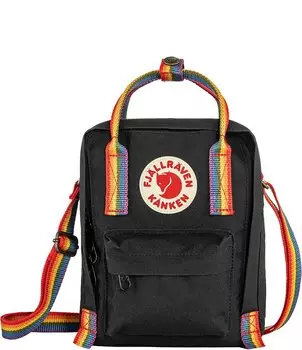 Сумка на ремне Fjallraven с нашивкой-логотипом Kanken и радужной ручкой, черный