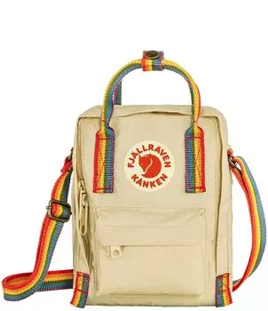Сумка на ремне Fjallraven с нашивкой-логотипом Kanken и радужной ручкой, бежевый