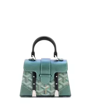 Сумка Nano Structured Saigon с верхней ручкой из лакированного холста с кожаными деталями Pre-Owned Goyard, зеленый