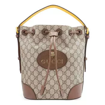 Сумка neo vintage tiger head logo drawstring handbag large capacity schoolbag backpack / brown Gucci, коричневый