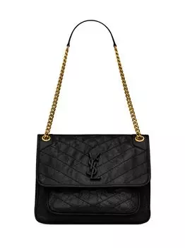 Сумка Niki среднего размера с цепочкой из мятой винтажной кожи Saint Laurent