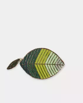 Сумка OLIVIA DAR с ручной вышивкой, пайетками и бусинами, зеленый