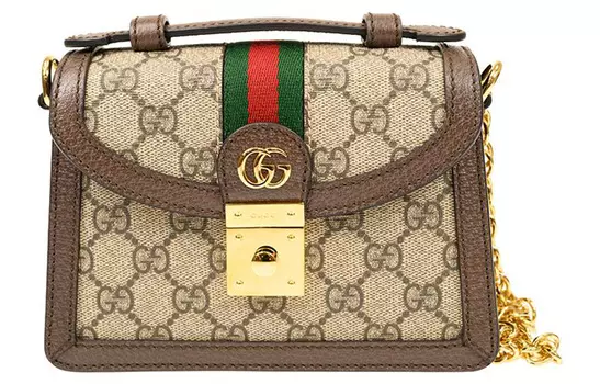 Сумка Ophidia Canvas с кожаной сумкой, через плечо, мини-сумка для женщин GUCCI