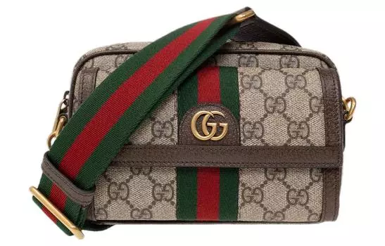 Сумка Ophidia Canvas с кожаной сумкой на плечо, мини-сумка через плечо для женщин GUCCI