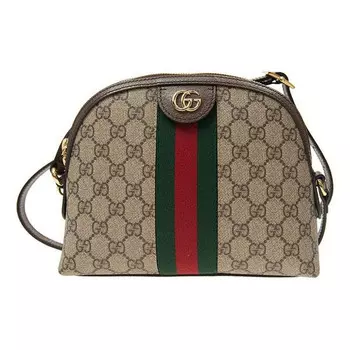 Сумка ophidia gold logo retro gg stripe webbing canvas shoulder messenger bag small / brown Gucci, бежевый