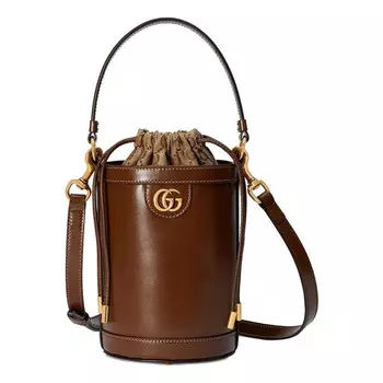 Сумка ophidia mini bucket bag 'brown' Gucci, коричневый
