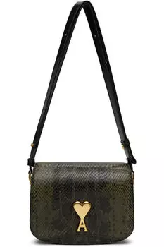 Сумка Paris из зеленой и черной кожи AMI Paris