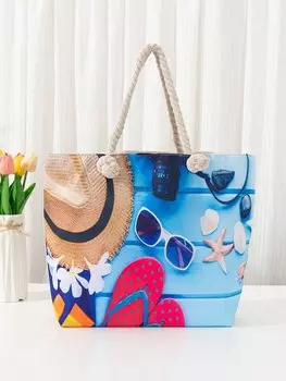 Сумка пляжная на одно плечо, синий