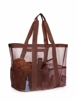 Сумка пляжная в сетку, коричневый