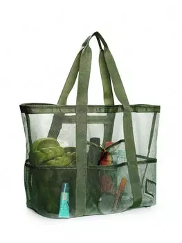 Сумка пляжная в сетку, зеленый