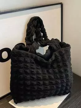Сумка плюшевая большая, черный
