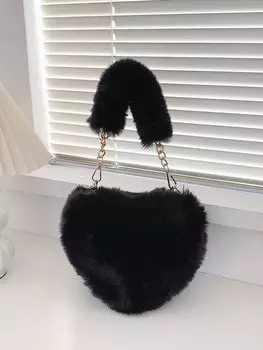 Сумка плюшевая, черный