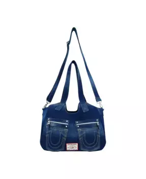 Сумка-почтальон Horseshoe Stitch из темного денима True Religion, синий