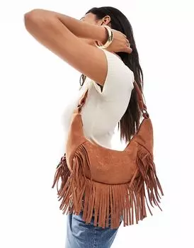 Сумка-подмышка Cotton On dahlia в стиле бохо с бахромой цвета песчаник Cotton:On