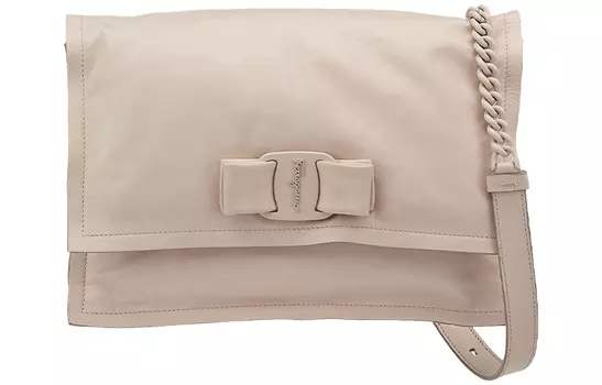 Сумка-подушка FERRAGAMO из коровьей кожи, сумка через плечо, маленькая женская, кремового/светло-розового цвета