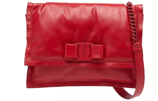 Сумка-подушка FERRAGAMO из коровьей кожи, сумка-чехол на цепочке, женская, красного цвета