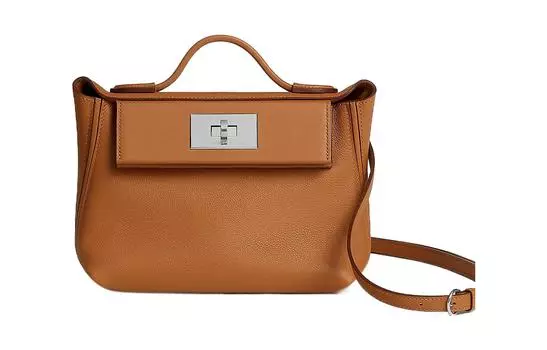 Сумка-пояс из телячьей кожи 24/24 Evercolor с эффектом Swift, через плечо, мини-сумка женская, золотистая HERMES