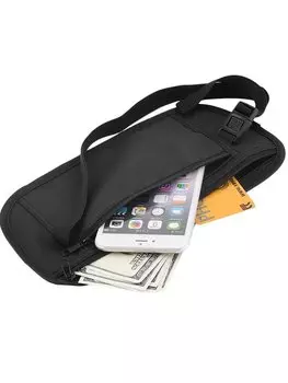 Сумка поясная дорожная для паспорта, черный