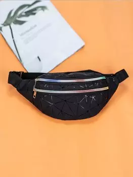 Сумка поясная лоскутная, черный