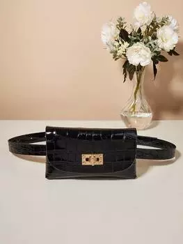 Сумка поясная с мини-ромбовидным узором, черный