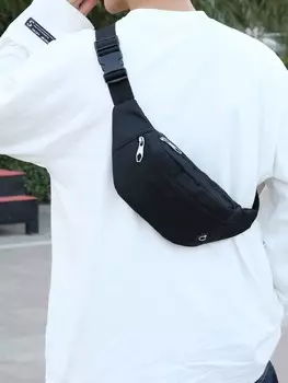 Сумка поясная с пряжкой и застежкой-молнией, черный