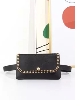 Сумка поясная с заклепками, черный