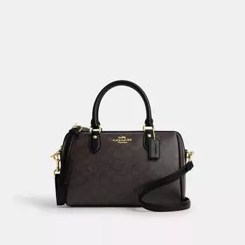 Сумка-портфель Coach Outlet Rowan из фирменной ткани, цвет gold/walnut/black