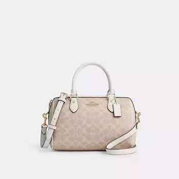 Сумка-портфель Coach Outlet Rowan из фирменной ткани, цвет gold/sand/chalk