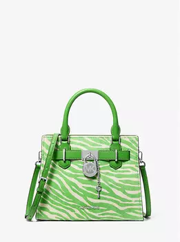 Сумка-Портфель Hamilton из телячьей шерсти с принтом зебры Michael Kors, зеленый