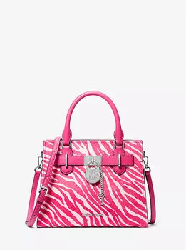 Сумка-Портфель Hamilton из телячьей шерсти с принтом зебры Michael Kors, розовый