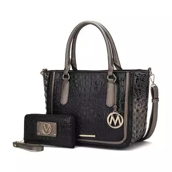 Сумка-портфель и кошелек Bonnie из коллекции MKF с тиснением под крокодила от Mia K MKF Collection, серо-коричневый