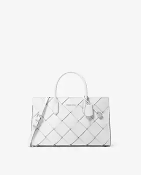 Сумка-портфель из плетеной кожи Scarlett Michael Michael Kors, белый