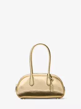 Сумка-портфель Lulu Small из металлизированной кожи Michael Kors, золотой