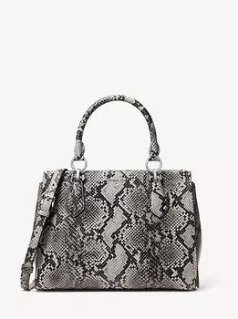 Сумка-портфель Marilyn Medium из кожи с тиснением под змею Michael Kors, серый