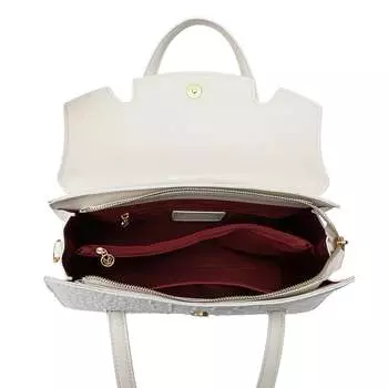 Сумка-портфель/сумка на плечо Tiffany & Fred из кожи с тиснением аллигатора Tiffany & Fred Paris, цвет Off White