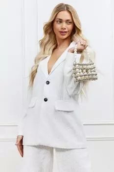 Сумка-поручень премиум-класса с жемчугом и серебряными бусинами boohoo, белый