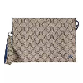 Сумка pouch with gg detail 'beige ebony supreme' Gucci, бежевый