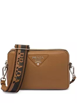 Сумка Prada через плечо с логотипом, коричневый