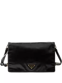 Сумка Prada из натуральной кожи среднего размера, черный