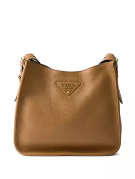 Сумка Prada из натуральной кожи среднего размера, коричневый