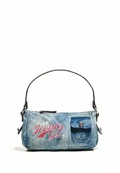 Сумка PRINTED Bershka, темно-синий