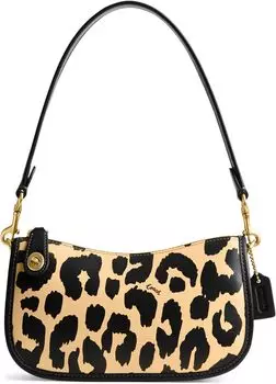 Сумка Printed Leather Swinger 20 COACH, леопард