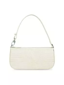 Сумка Rachel из кожи с тиснением под крокодила сверху By Far, бежевый