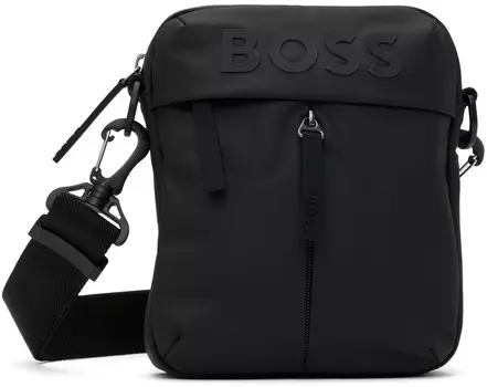 Сумка-репортер из искусственной кожи BOSS, черный