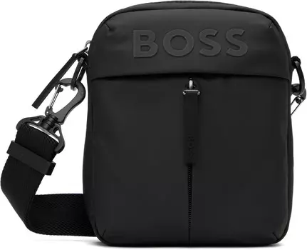 Сумка-репортер из искусственной кожи BOSS, черный