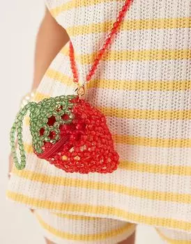 Сумка River Island с бусинами и клубникой в красном цвете