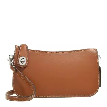 Сумка ручка из кожи перчаточного дубления левая сторона вороненый янтарь Coach, коричневый