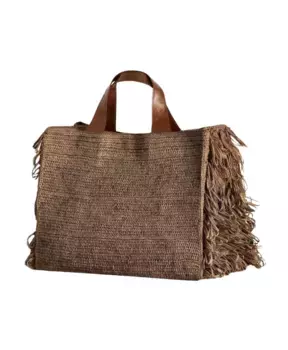 Сумка ручной работы связанная крючком из рафии Ibeliv, коричневый